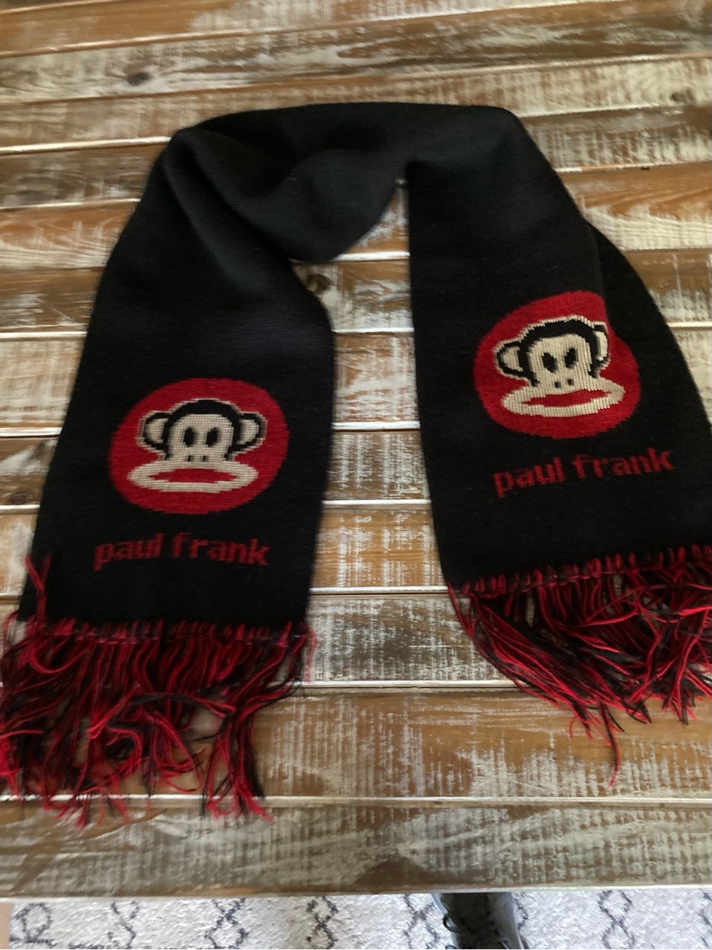 Paul Frank Black & Red Julius Monkey Knit Scarf
